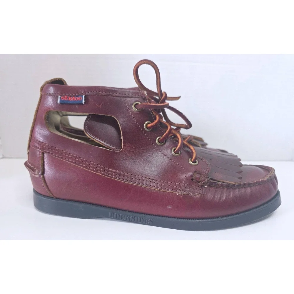Sebago/Ronnie Fieg Angelique Burgundy Leather Ankle‎ Boots Kiltie Cutout NWOT 7M